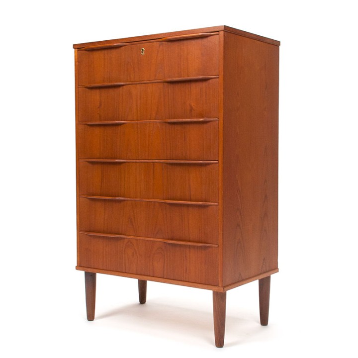 Chest of drawers, Danish vintage model, in teak with 6 drawers