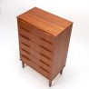Ladekast, Deens vintage model, in teak met 6 lades