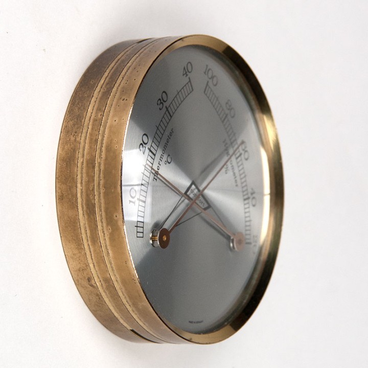 Brass vintage thermo and hygrometer