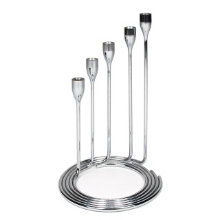 Spiraal kandelaars vintage set in chroom 1970's