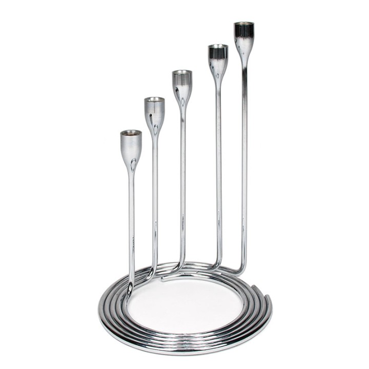 Spiraal kandelaars vintage set in chroom 1970's