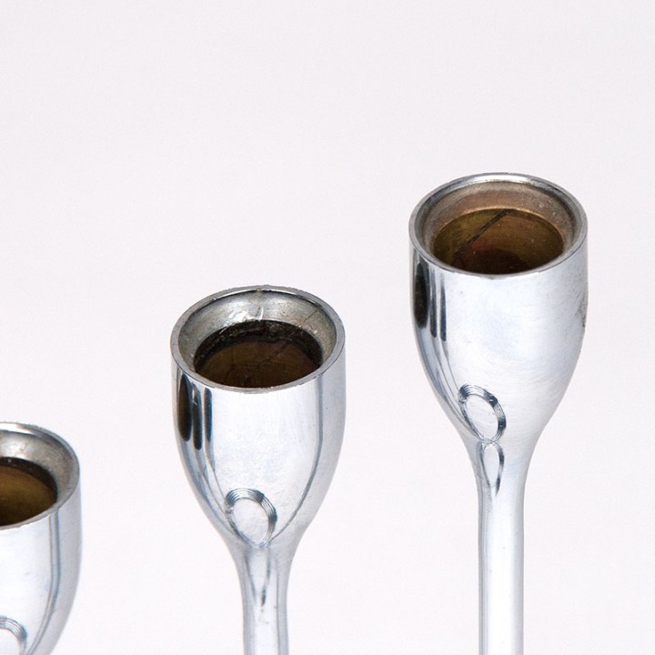 Spiral candlesticks vintage set in chrome 1970's