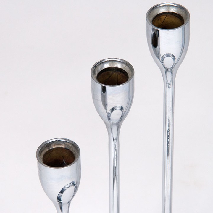 Spiral candlesticks vintage set in chrome 1970's