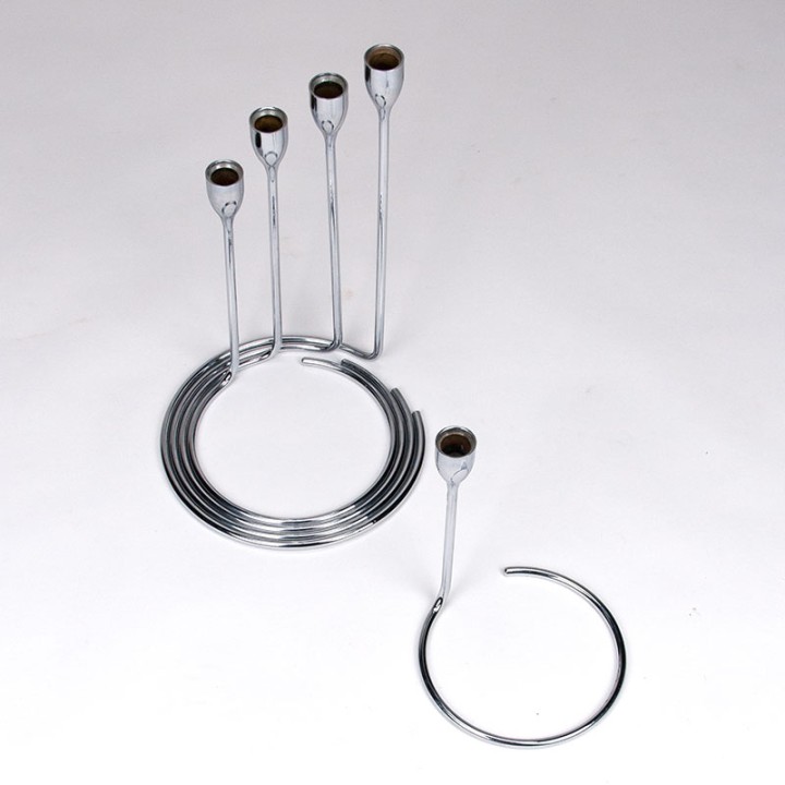 Spiral candlesticks vintage set in chrome 1970's