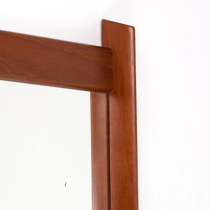 Groot model Deense Mid-Century teakhouten spiegel