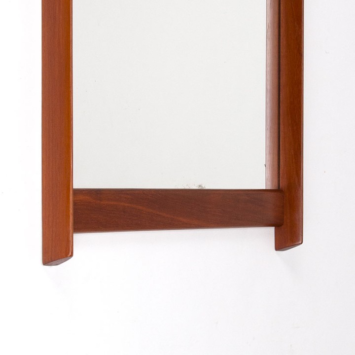 Groot model Deense Mid-Century teakhouten spiegel