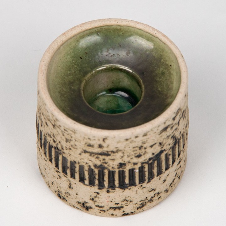 Kleine aardewerken vintage kandelaar