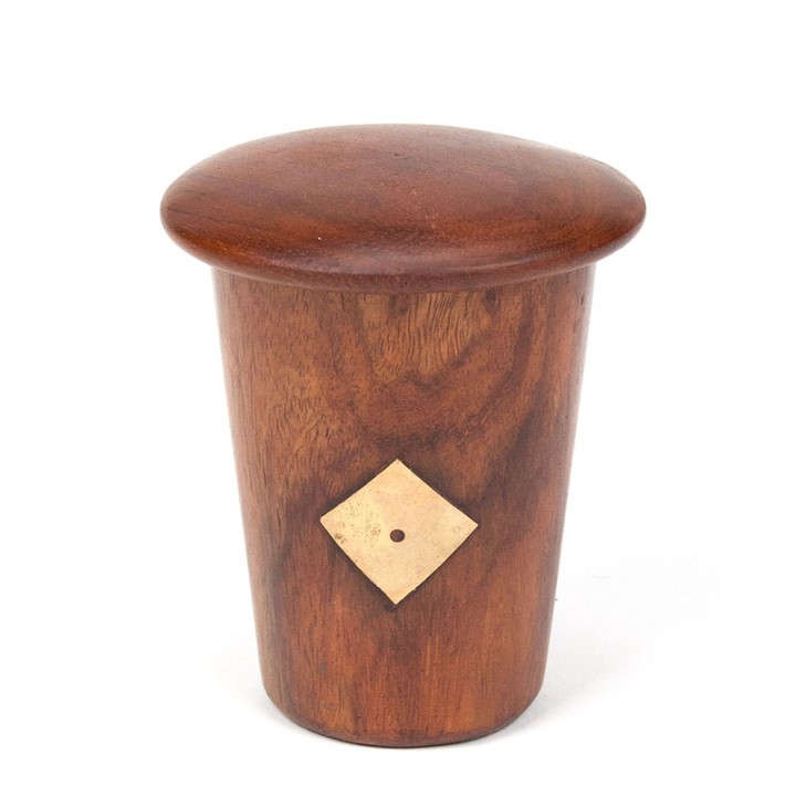 Dice cup Mid-Century design in teak with brass detail