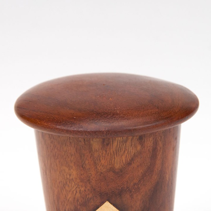 Dice cup Mid-Century design in teak with brass detail