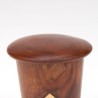 Dobbelbeker Mid-Century design in teak met messing detail