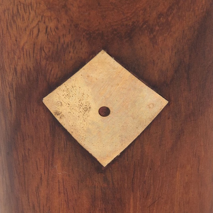 Dobbelbeker Mid-Century design in teak met messing detail