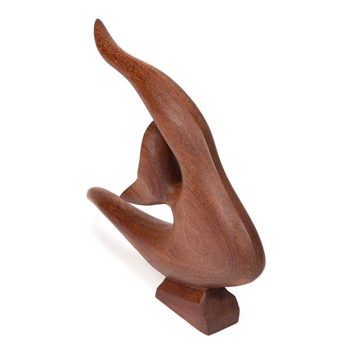 Mid-Century vintage sculptuur van een vis in teakhout