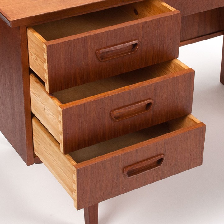 Teakhouten Deens Mid-Century vintage bureau