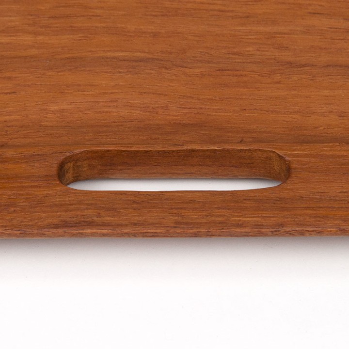 Teak vintage tray with open handles