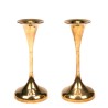 Set of 2 brass Danish trumpet base candlesticks