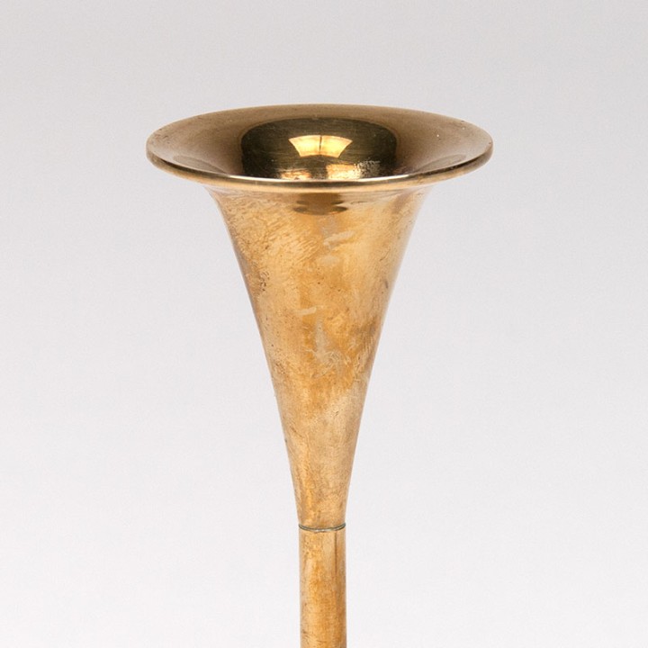 Set of 2 brass Danish trumpet base candlesticks