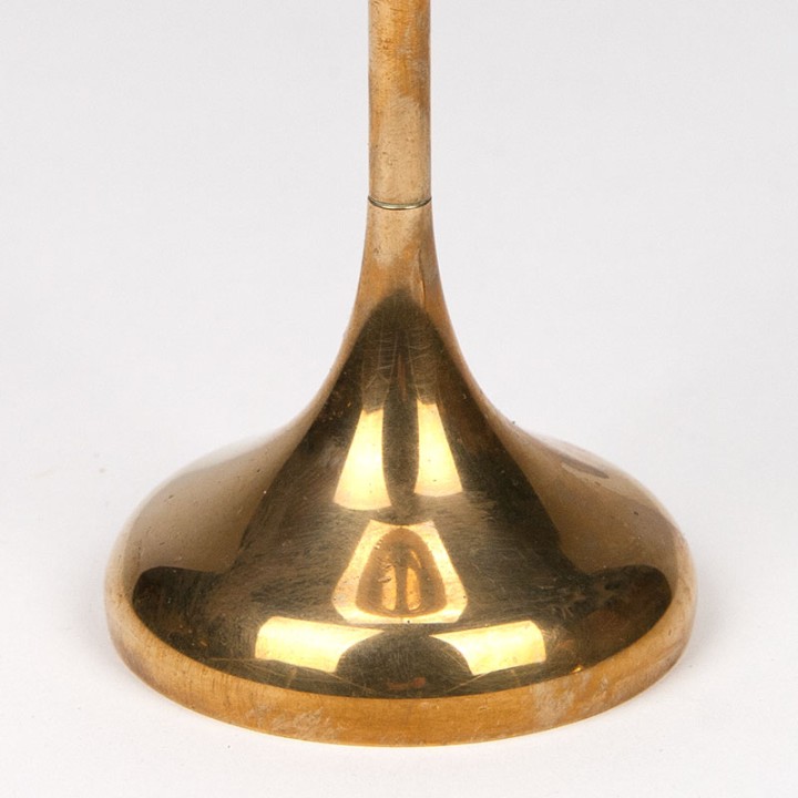 Set of 2 brass Danish trumpet base candlesticks