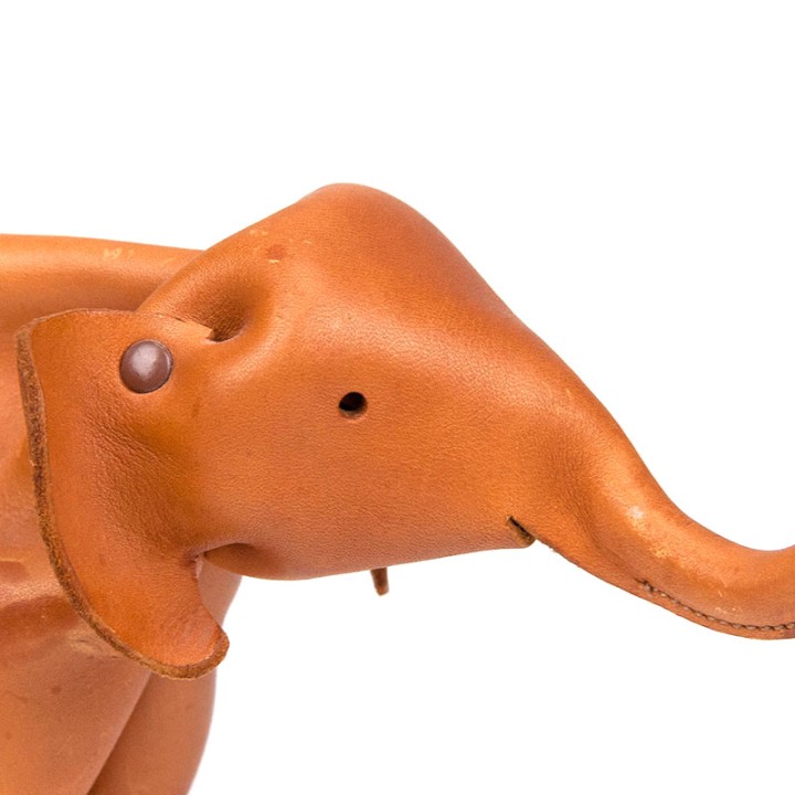 Cognac leren vintage Mid-Century olifant