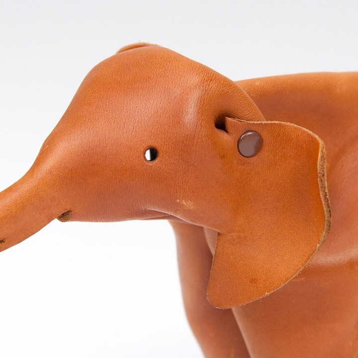 Cognac leren vintage Mid-Century olifant