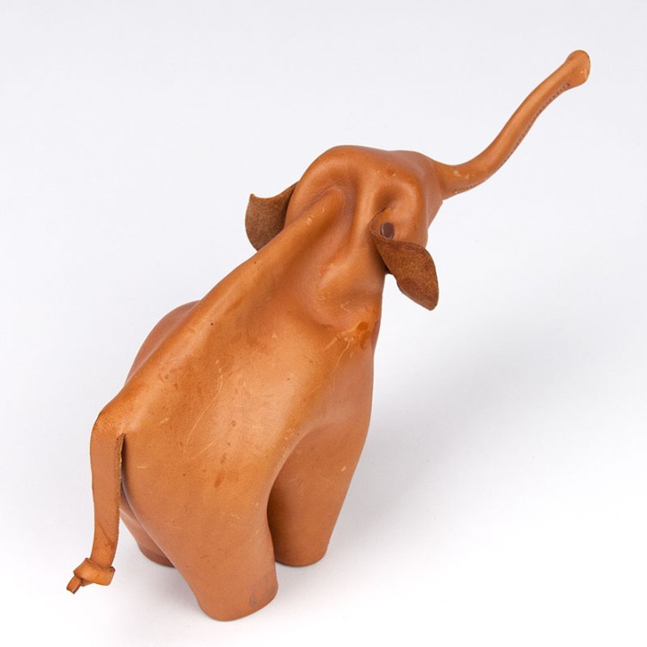 Cognac leren vintage Mid-Century olifant