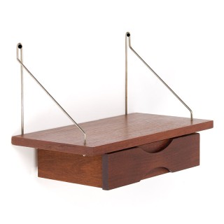 Teakhouten Deense vintage wandlade jaren zestig