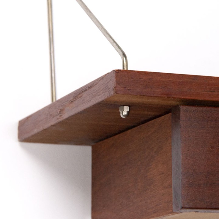 Teakhouten Deense vintage wandlade jaren zestig