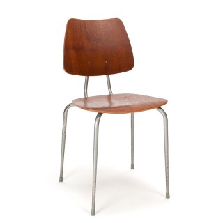 Danish teak vintage industrial school chair