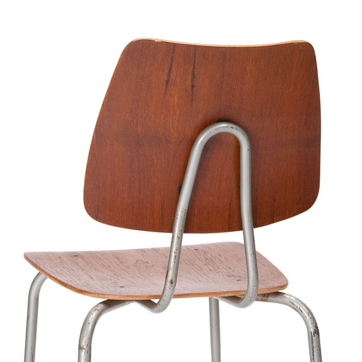 Danish teak vintage industrial school chair