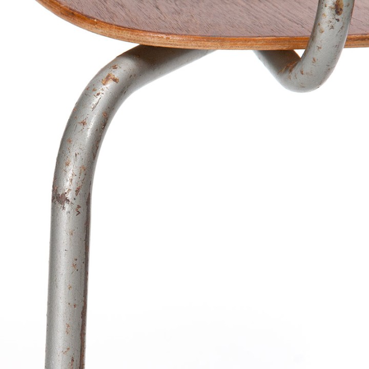 Danish teak vintage industrial school chair