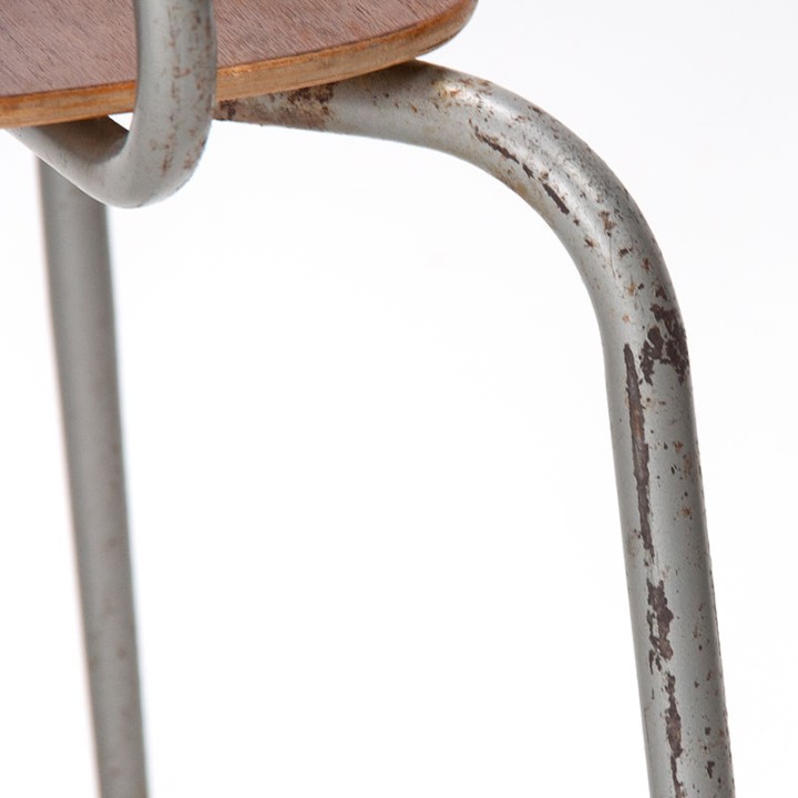 Danish teak vintage industrial school chair