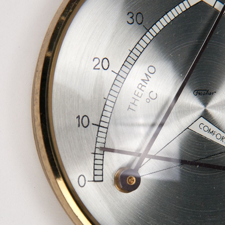 Brass hygrometer/thermometer vintage model from the GDR