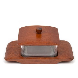 Teak vintage butter dish