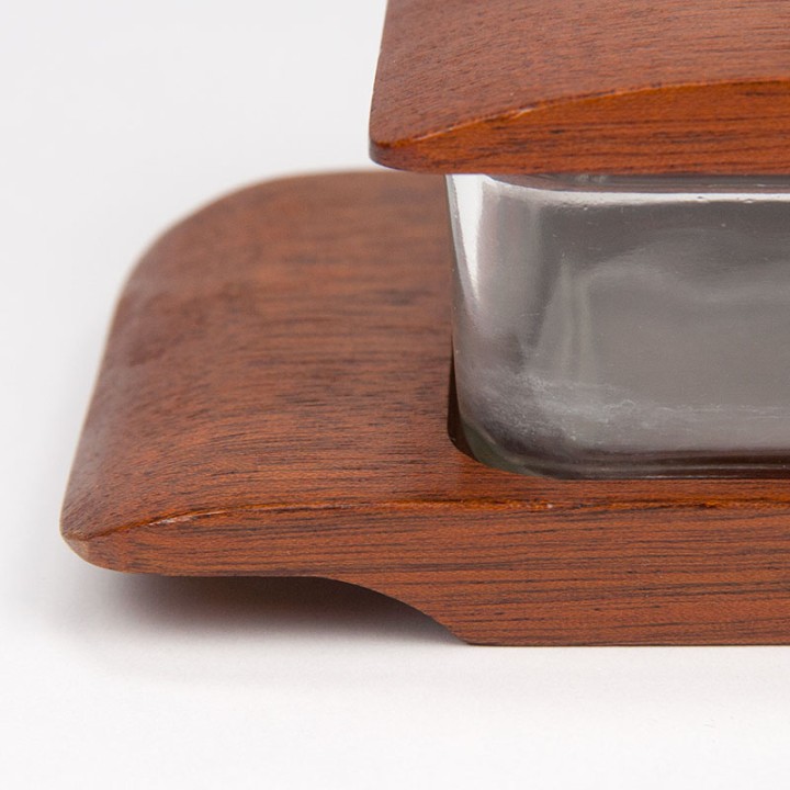 Teak vintage butter dish