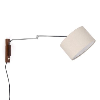 Vintage wall lamp in chrome with wenge wall part