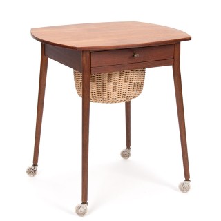 High model Danish vintage side/sewing table on wheels