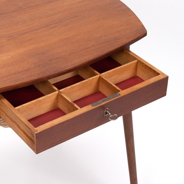 High model Danish vintage side/sewing table on wheels