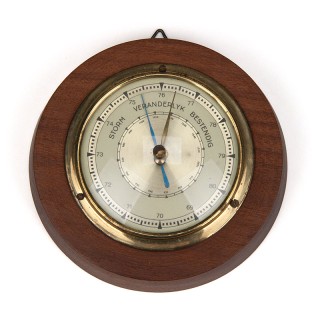 Barometer vintage model in teak en messing