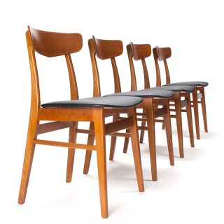 Set of 4 Findahl Møbelfabrik Danish vintage dining table chairs