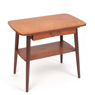 Vintage teakhouten Deense bijzettafel met kleine lade