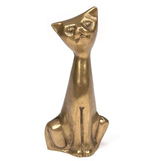 Brass sculpture of a cat Mid-Century design