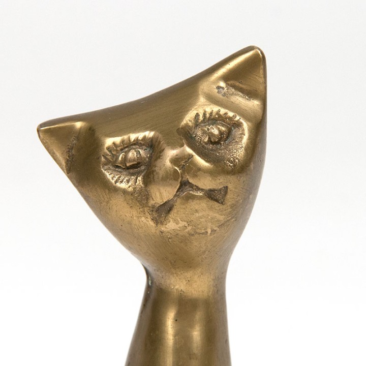 Brass sculpture of a cat Mid-Century design