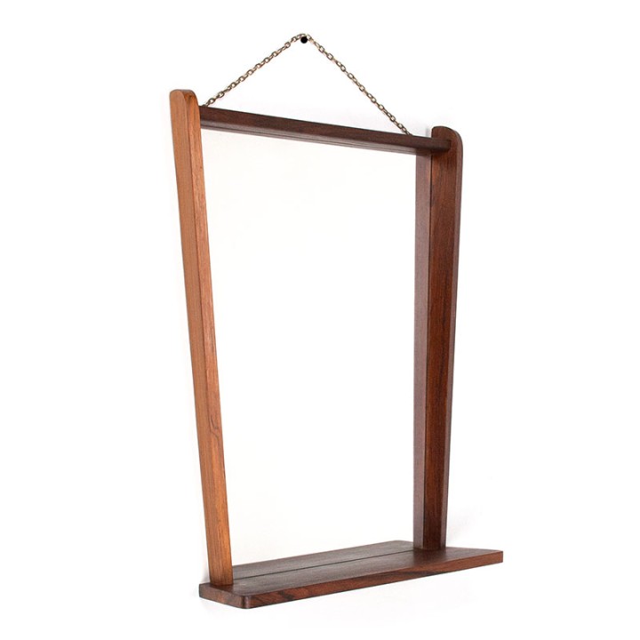 Danish Mid-Century rosewood mirror with shelf