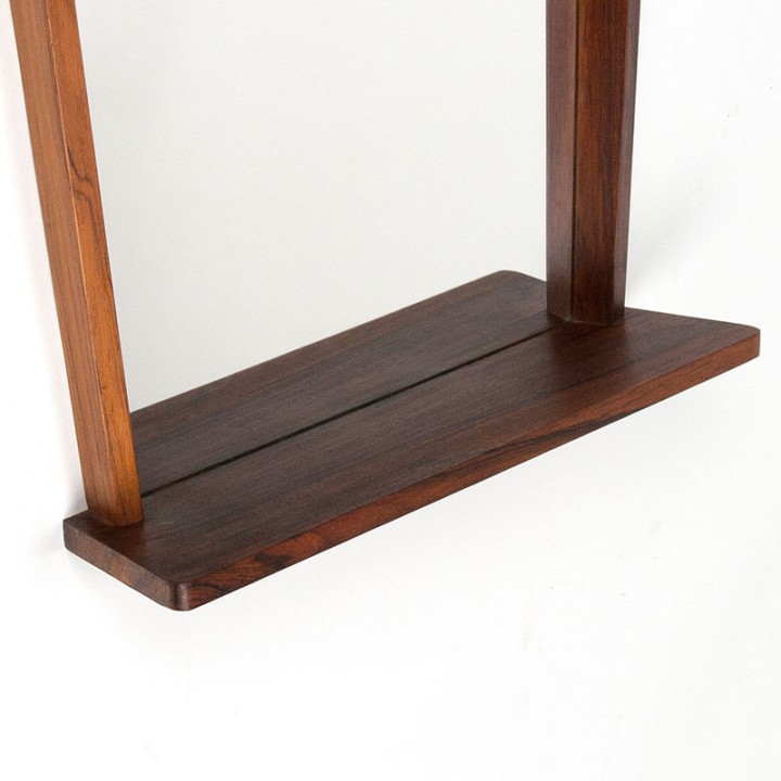 Palissander Deense Mid-Century spiegel met plankje