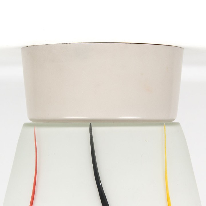 Vintage 1950s ceiling lamp decorated in white frosted glass