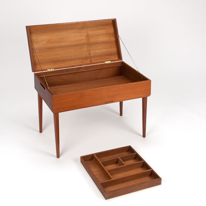 Small Danish vintage sewing kit cabinet