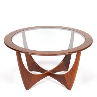 Mid-Century Astro salontafel in teak/ glas van Gplan