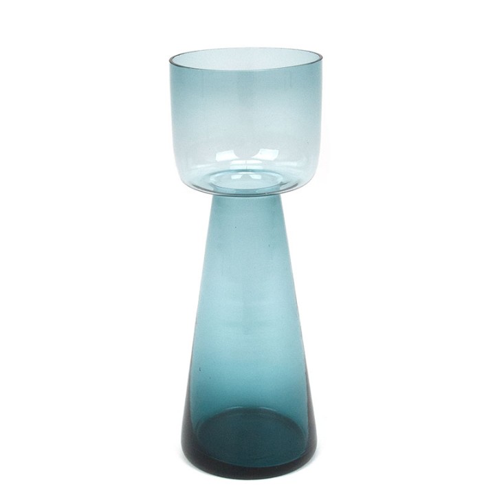 Vintage blue glass hyacinth vase