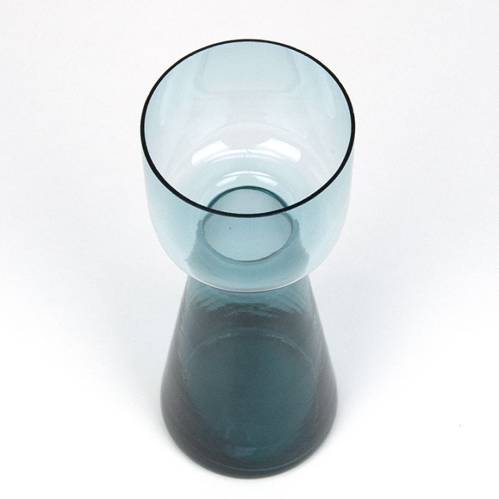 Vintage blauw glazen hyacint vaas