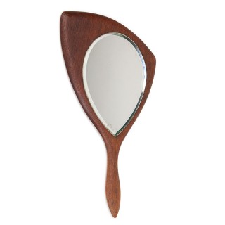 Organically shaped Danish Mid-Century hand mirror