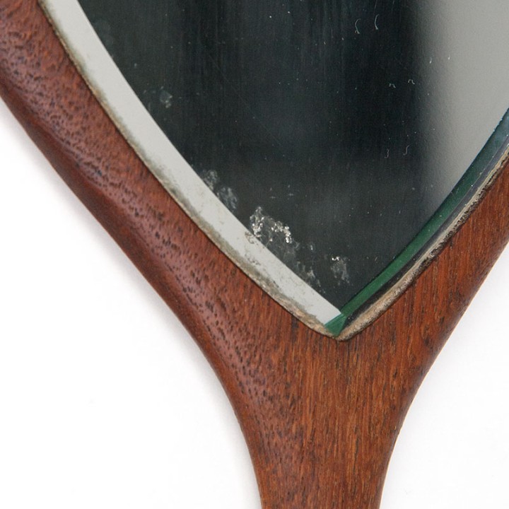 Organically shaped Danish Mid-Century hand mirror